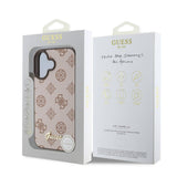 Apple iPhone 16 Plus Kılıf Guess Orjinal Lisanslı M-safe Şarj Özellikli Yazı Logolu Peony Kapak