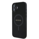 Apple iPhone 16 Plus Kılıf Guess Orjinal Lisanslı M-safe Şarj Özellikli Yazı Logolu Saffiano Classic Kapak