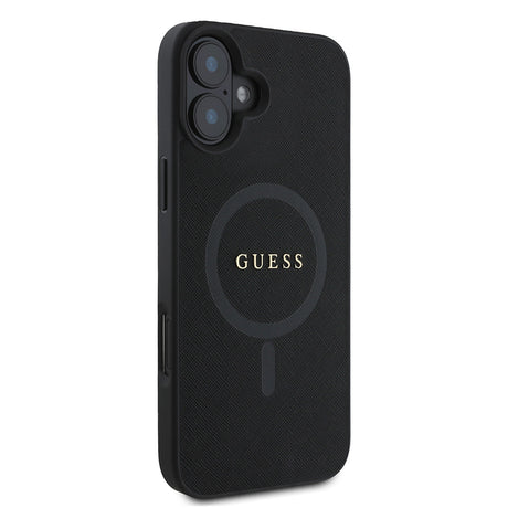 Apple iPhone 16 Plus Kılıf Guess Orjinal Lisanslı M-safe Şarj Özellikli Yazı Logolu Saffiano Classic Kapak