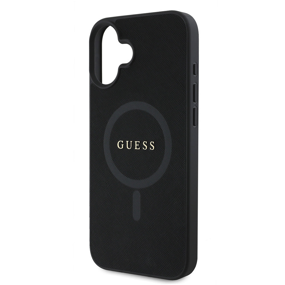 Apple iPhone 16 Plus Kılıf Guess Orjinal Lisanslı M-safe Şarj Özellikli Yazı Logolu Saffiano Classic Kapak