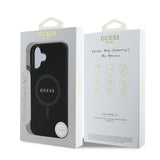 Apple iPhone 16 Plus Kılıf Guess Orjinal Lisanslı M-safe Şarj Özellikli Yazı Logolu Saffiano Classic Kapak