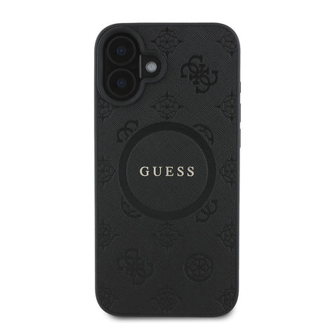 Apple iPhone 16 Plus Kılıf Guess Orjinal Lisanslı M-safe Şarj Özellikli Yazı Logolu Saffiano Peony Kapak