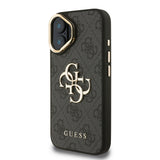 Apple iPhone 16 Plus Kılıf Guess Orjinal Lisanslı PU Deri 4G Desenli Metal Büyük 4G ve Yazı Logolu Kamera Standlı Kapak