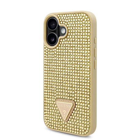 Apple iPhone 16 Plus Kılıf Guess Orjinal Lisanslı Taşlı Arka Yüzey Üçgen Logolu Kapak
