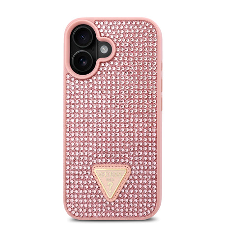 Apple iPhone 16 Plus Kılıf Guess Orjinal Lisanslı Taşlı Arka Yüzey Üçgen Logolu Kapak