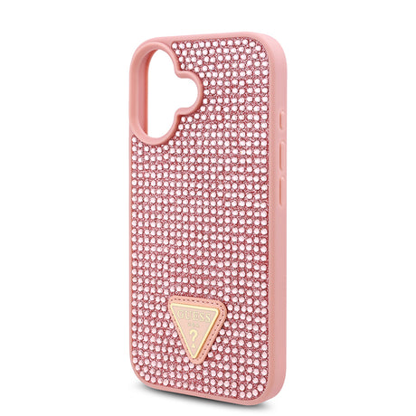 Apple iPhone 16 Plus Kılıf Guess Orjinal Lisanslı Taşlı Arka Yüzey Üçgen Logolu Kapak