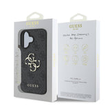 Apple iPhone 16 Plus Kılıf Guess Orjinal Lisanslı PU Deri 4G Desenli Metal Büyük 4G ve Yazı Logolu Kapak