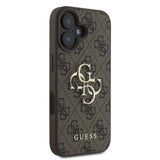 Apple iPhone 16 Plus Kılıf Guess Orjinal Lisanslı PU Deri 4G Desenli Metal Büyük 4G ve Yazı Logolu Kapak