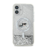 Apple iPhone 16 Plus Kılıf Karl Lagerfeld Orjinal Lisanslı M-safe Şarj Özellikli Sıvılı Simli K&C Heads Kapak