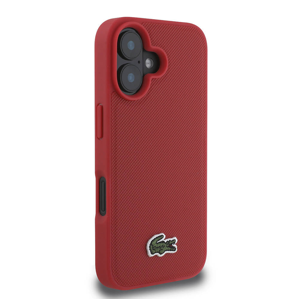 Apple iPhone 16 Plus Kılıf Lacoste Orjinal Lisanslı PU Pike Desenli Arka Yüzey İkonik Timsah Dokuma Logolu Kapak