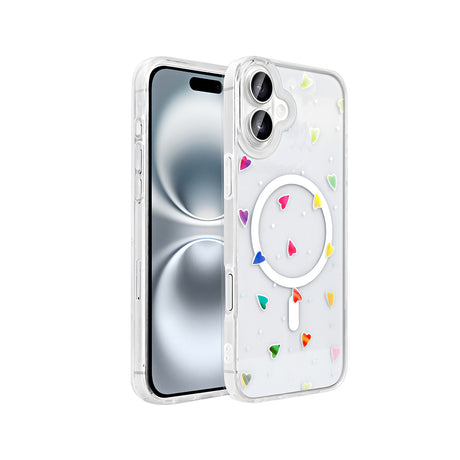 Apple iPhone 16 Plus Kılıf M-Safe Şarj Özellikli Şeffaf Zore Folk Sert Kapak