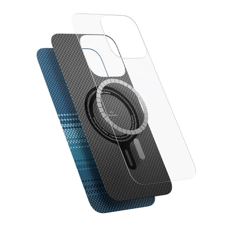 Apple iPhone 16 Plus Kılıf M-safe Şarj Özellikli Aramid Fiber Pitaka Tactile Woven Sunset-Moonrise Serisi Sunset Kapak
