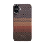 Apple iPhone 16 Plus Kılıf M-safe Şarj Özellikli Aramid Fiber Pitaka Tactile Woven Sunset-Moonrise Serisi Sunset Kapak