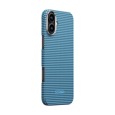 Apple iPhone 16 Plus Kılıf M-safe Şarj Özellikli Aramid Fiber Pitaka Ultra-Slim Classic Serisi Ocean Blue Kapak