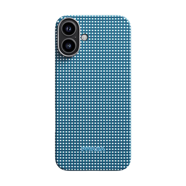 Apple iPhone 16 Plus Kılıf M-safe Şarj Özellikli Aramid Fiber Pitaka Ultra-Slim Classic Serisi Ocean Blue Kapak