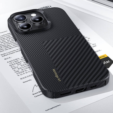 Apple iPhone 16 Plus Kılıf M-safe Şarj Özellikli Karbon Fiber Benks Montage ArmorAir Kevlar Kapak