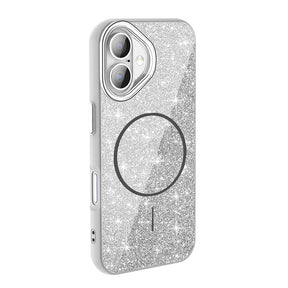 Apple iPhone 16 Plus Kılıf M-safe Şarj Özellikli Parlayan Simli Zore Okso Kapak