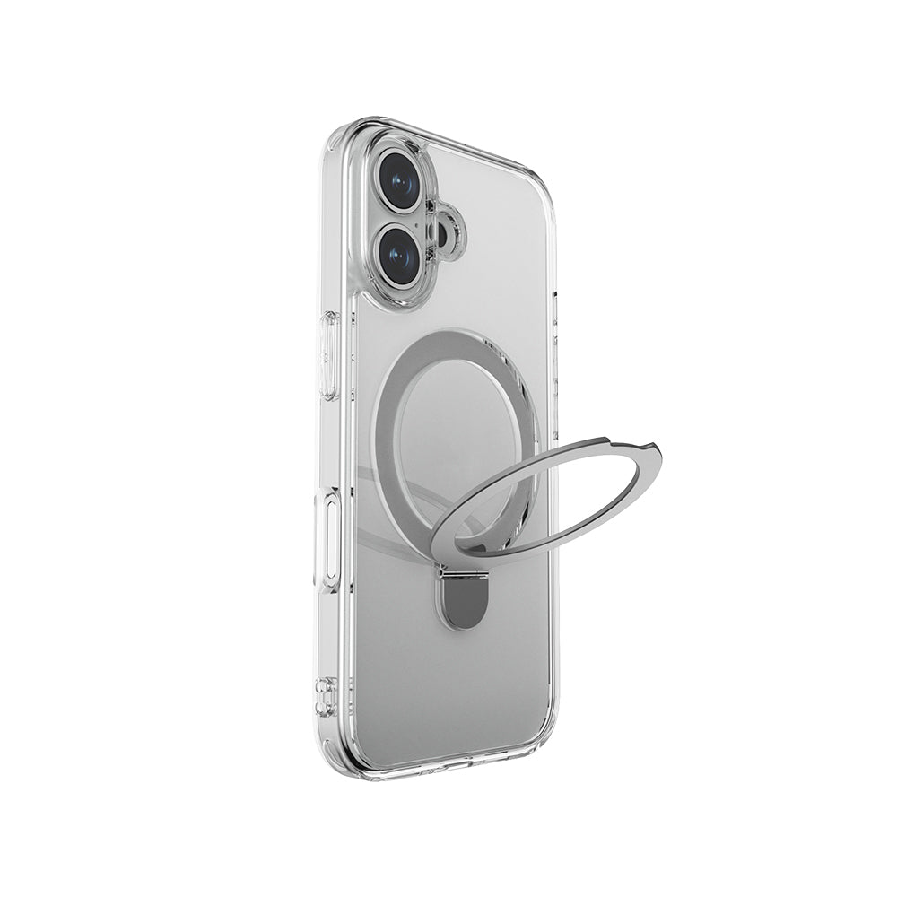 Apple iPhone 16 Plus Kılıf M-safe Şarj Özellikli Raptic Air Stand Serisi Buzlu Transparan Tasarımlı Standlı Kapak
