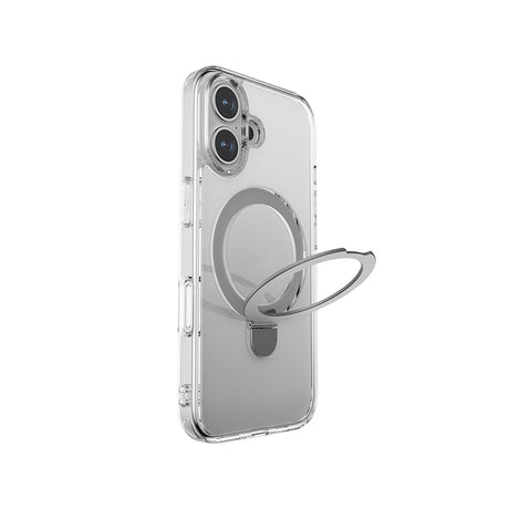 Apple iPhone 16 Plus Kılıf M-safe Şarj Özellikli Raptic Air Stand Serisi Buzlu Transparan Tasarımlı Standlı Kapak