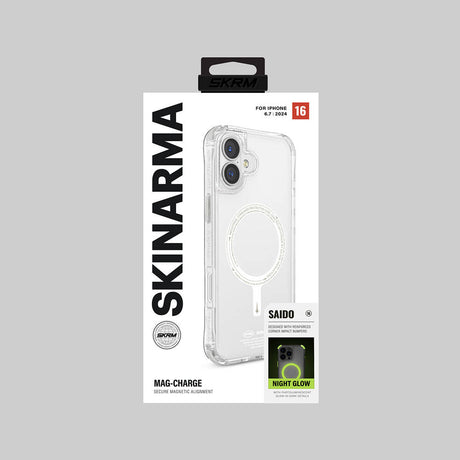 Apple iPhone 16 Plus Kılıf M-safe Şarj Özellikli Şeffaf Airbag Tasarımlı Skinarma Saido Nightglow Kapak