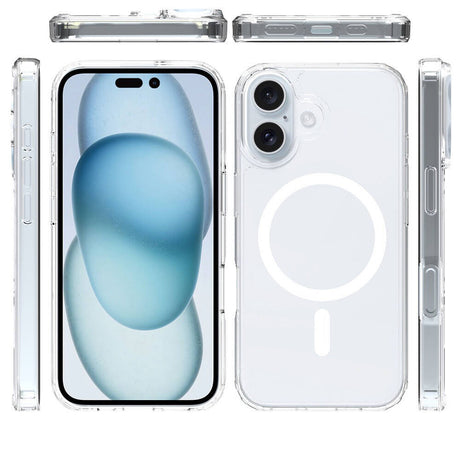 Apple iPhone 16 Plus Kılıf M-safe Şarj Özellikli Şeffaf Sert PC Zore Embos Kapak