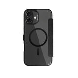 Apple iPhone 16 Plus Kılıf M-safe Şarj Özellikli Vegan Deri Tasarımlı Şeffaf Arka Yüzey Kartlıklı Raptic Urban Folio Serisi Kapak