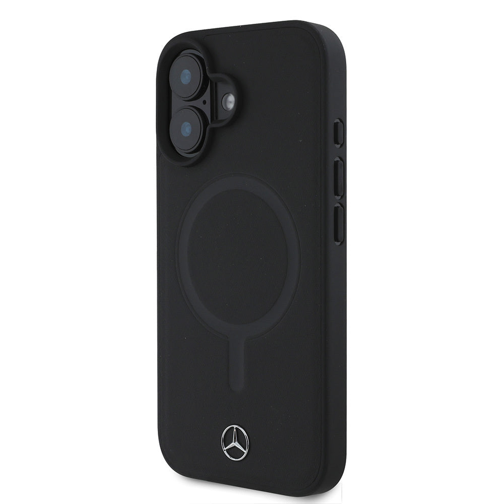 Apple iPhone 16 Plus Kılıf Mercedes Benz M-safe Şarj Özellikli Yumuşak Deri Orjinal Lisanslı Kapak