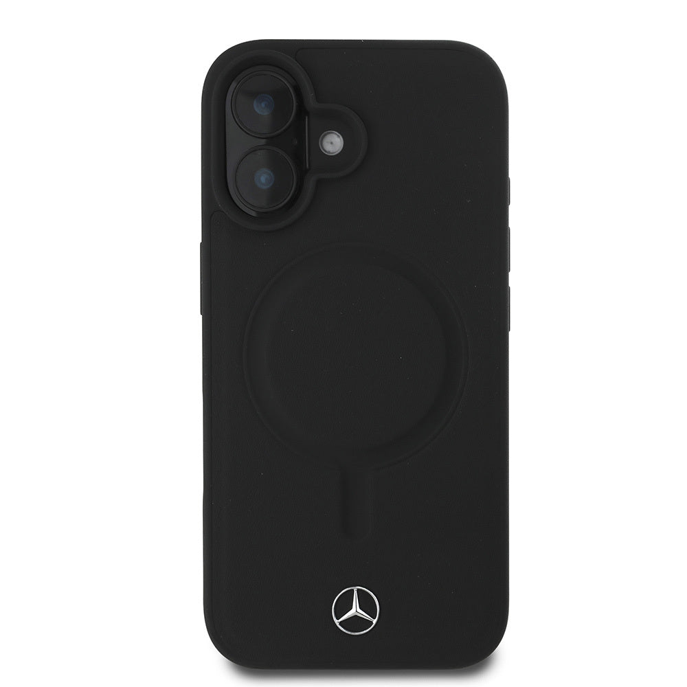 Apple iPhone 16 Plus Kılıf Mercedes Benz M-safe Şarj Özellikli Yumuşak Deri Orjinal Lisanslı Kapak