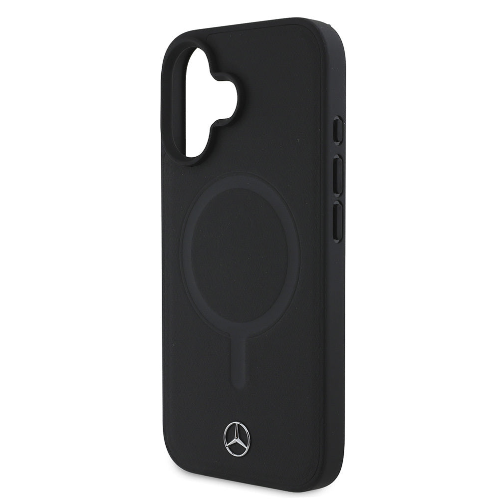 Apple iPhone 16 Plus Kılıf Mercedes Benz M-safe Şarj Özellikli Yumuşak Deri Orjinal Lisanslı Kapak