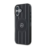 Apple iPhone 16 Plus Kılıf Mercedes Benz Orjinal Lisanslı M-safe Şarj Özellikli Çift Katmanlı Paralel Çizgi Desenli Kapak