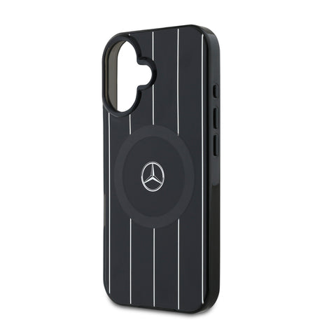Apple iPhone 16 Plus Kılıf Mercedes Benz Orjinal Lisanslı M-safe Şarj Özellikli Çift Katmanlı Paralel Çizgi Desenli Kapak