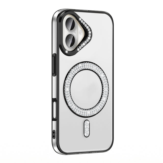 Apple iPhone 16 Plus Kılıf Pırlanta Taş Tasarımlı M-safe Şarj Özellikli Zore Karetta Silikon Kapak
