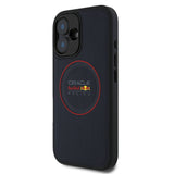 Apple iPhone 16 Plus Kılıf Redbull Orjinal Lisanslı M-safe Şarj Özellikli Kırmızı Halka ve Logo Kabartmalı PU Deri Kapak