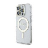 Apple iPhone 16 Pro Guess Orjinal Lisanslı 3'lü Aksesuar Seti IML Baskılı Simli Glitter Kılıf + Ekran Koruyucu + Lens Koruyucu