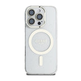 Apple iPhone 16 Pro Guess Orjinal Lisanslı 3'lü Aksesuar Seti IML Baskılı Simli Glitter Kılıf + Ekran Koruyucu + Lens Koruyucu