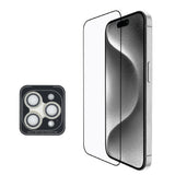 Apple iPhone 16 Pro Guess Orjinal Lisanslı 3'lü Aksesuar Seti IML Baskılı Simli Glitter Kılıf + Ekran Koruyucu + Lens Koruyucu