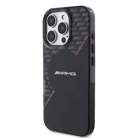 Apple iPhone 16 Pro Kılıf AMG Orjinal Lisanslı M-safe Şarj Özellikli Çift Katmanlı Kırmızı Çapraz Çizgili Kapak