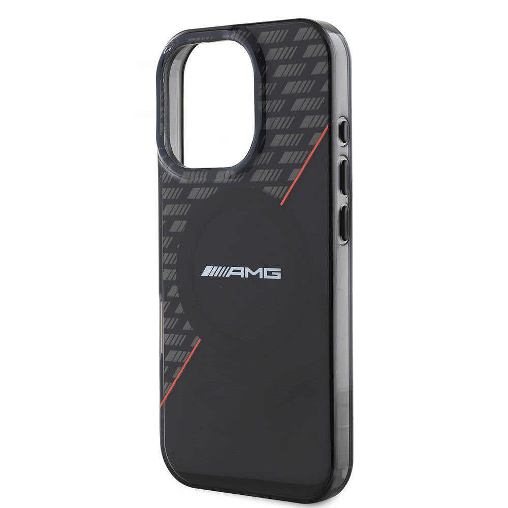 Apple iPhone 16 Pro Kılıf AMG Orjinal Lisanslı M-safe Şarj Özellikli Çift Katmanlı Kırmızı Çapraz Çizgili Kapak