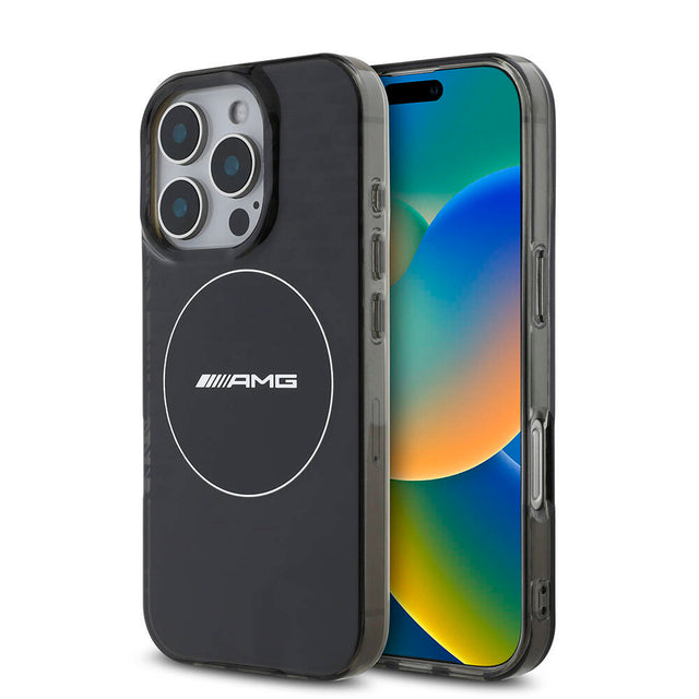 Apple iPhone 16 Pro Kılıf AMG Orjinal Lisanslı M-safe Şarj Özellikli IML Baskı Logolu Smoked Kapak