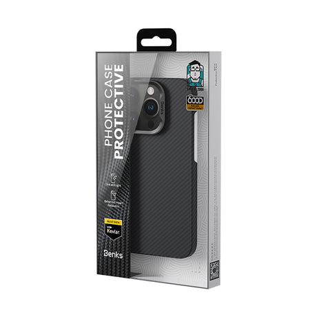 Apple iPhone 16 Pro Kılıf Benks M-safe Şarj Özellikli Metal Kamera Çerçeveli Magnetik ArmorAir 600D Kevlar Fiber Kapak