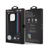 Apple iPhone 16 Pro Kılıf BMW Orjinal Lisanslı M-safe Şarj Özellikli M Logolu Üç Çizgili Dikiş Detaylı Meshed Tricolor Stripes Kapak