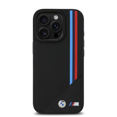 Apple iPhone 16 Pro Kılıf BMW Orjinal Lisanslı M-safe Şarj Özellikli M Logolu Üç Çizgili Dikiş Detaylı Meshed Tricolor Stripes Kapak