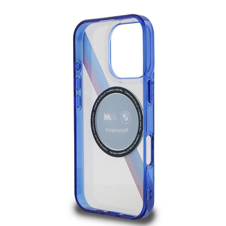 Apple iPhone 16 Pro Kılıf BMW Orjinal Lisanslı M-safe Şarj Özellikli M Logolu Üç Renk Çizgili Motorsport Circle Kapak