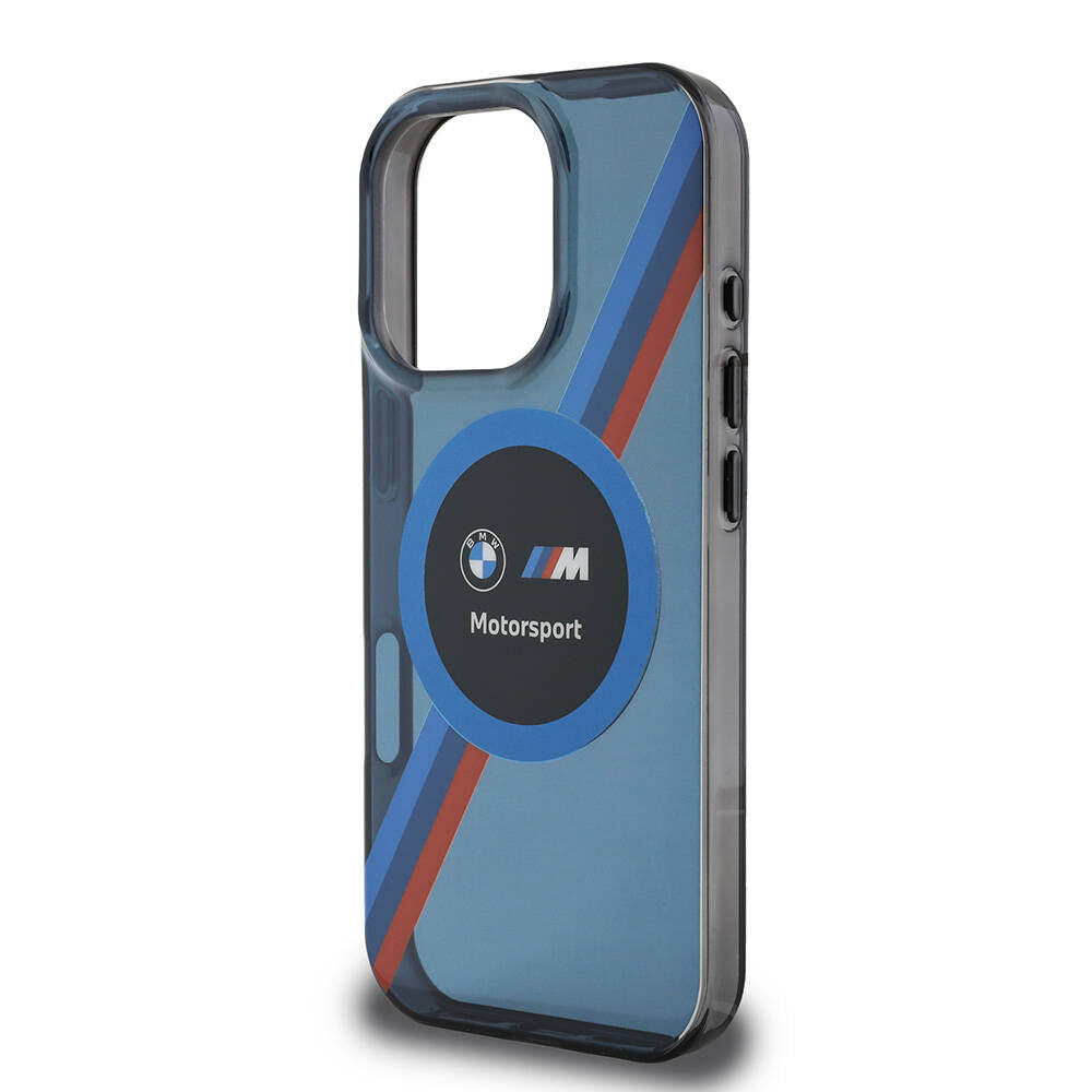 Apple iPhone 16 Pro Kılıf BMW Orjinal Lisanslı M-safe Şarj Özellikli M Logolu Üç Renk Çizgili Motorsport Circle Kapak