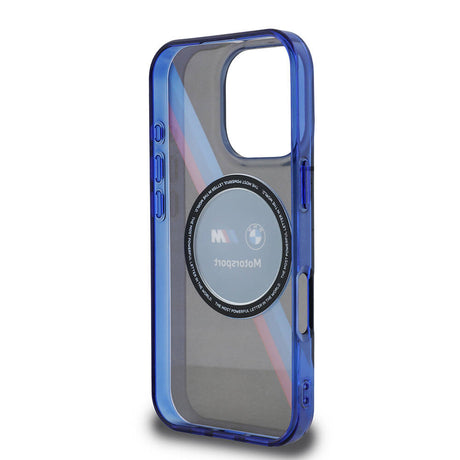 Apple iPhone 16 Pro Kılıf BMW Orjinal Lisanslı M-safe Şarj Özellikli M Logolu Üç Renk Çizgili Motorsport Circle Kapak