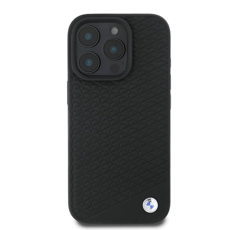Apple iPhone 16 Pro Kılıf BMW Orjinal Lisanslı M-safe Şarj Özellikli Metal Logolu Dokulu Diamond Deri Kapak