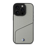 Apple iPhone 16 Pro Kılıf BMW Orjinal Lisanslı M-safe Şarj Özellikli Metal Logolu Dokulu ve Çizgili Deri Kapak