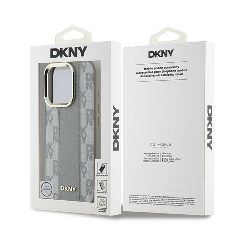 Apple iPhone 16 Pro Kılıf DKNY Orjinal Lisanslı M-safe Şarj Özellikli 3D Yazılı Checkered Pattern Kapak