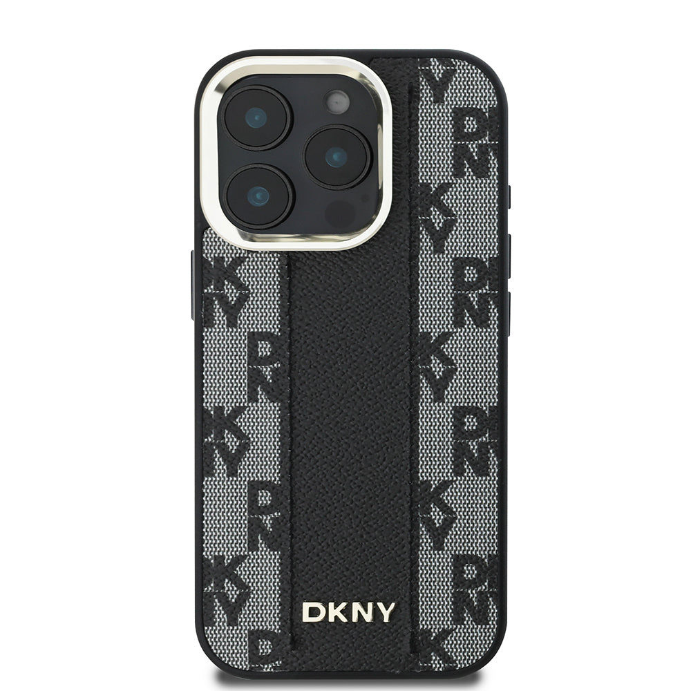 Apple iPhone 16 Pro Kılıf DKNY Orjinal Lisanslı M-safe Şarj Özellikli 3D Yazılı Checkered Pattern Kapak
