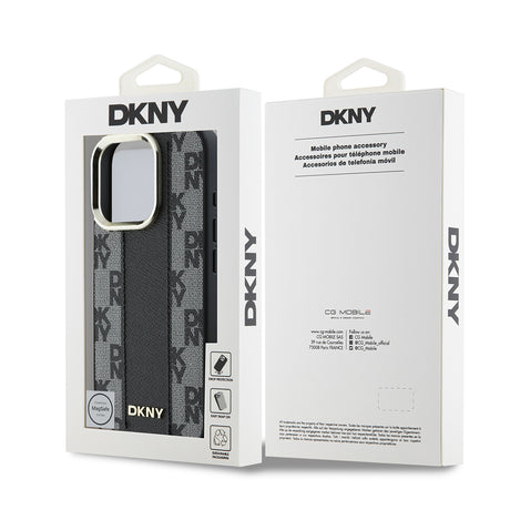 Apple iPhone 16 Pro Kılıf DKNY Orjinal Lisanslı M-safe Şarj Özellikli 3D Yazılı Checkered Pattern Kapak